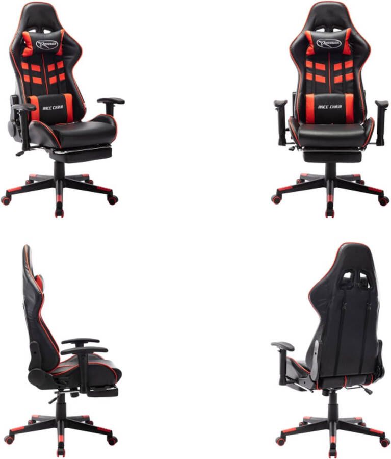 VidaXL Gamestoel met voetensteun kunstleer zwart en rood Gamingstoel Gamingstoelen Racingstoel Racingstoelen