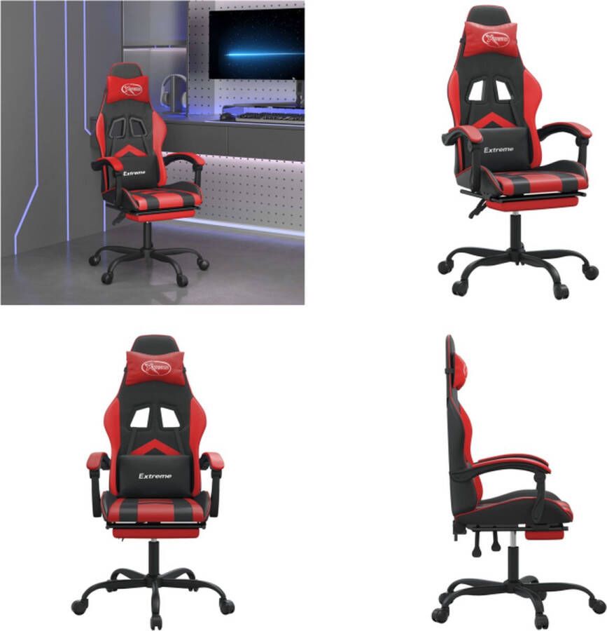 VidaXL Gamestoel met voetensteun kunstleer zwart en rood Gamingstoel Gamingstoelen Televisiestoel Racingstoel