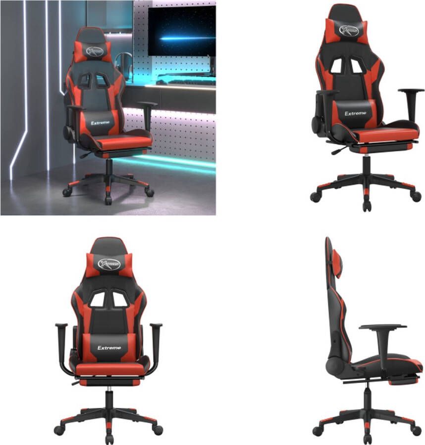 VidaXL Gamestoel met voetensteun kunstleer zwart en rood Gamingstoel Gamingstoelen Televisiestoel Racingstoel