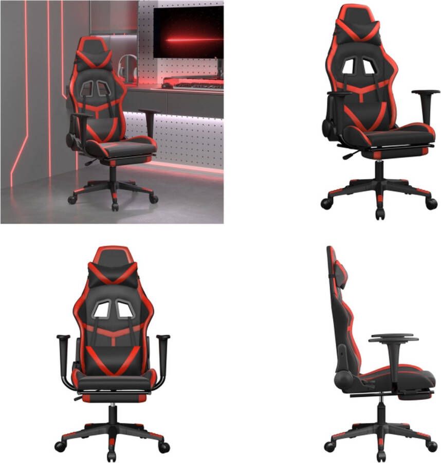 vidaXL Gamestoel met voetensteun kunstleer zwart en rood Gamingstoel Gamingstoelen Televisiestoel Racingstoel