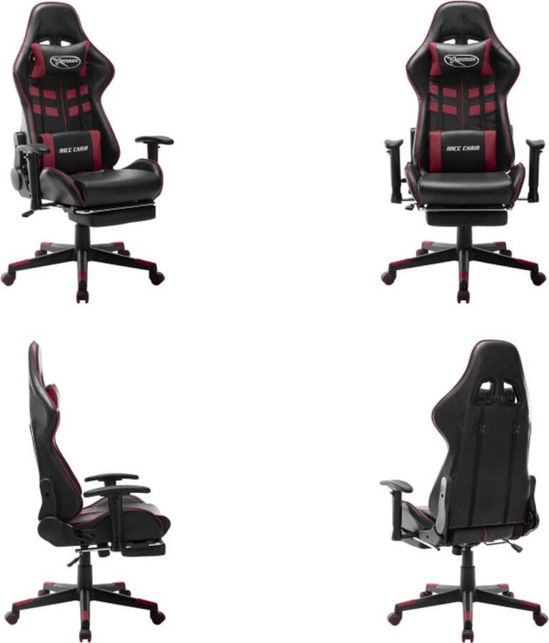 VidaXL Gamestoel met voetensteun kunstleer zwart en wijnrood Gamingstoel Gamingstoelen Racingstoel Racingstoelen
