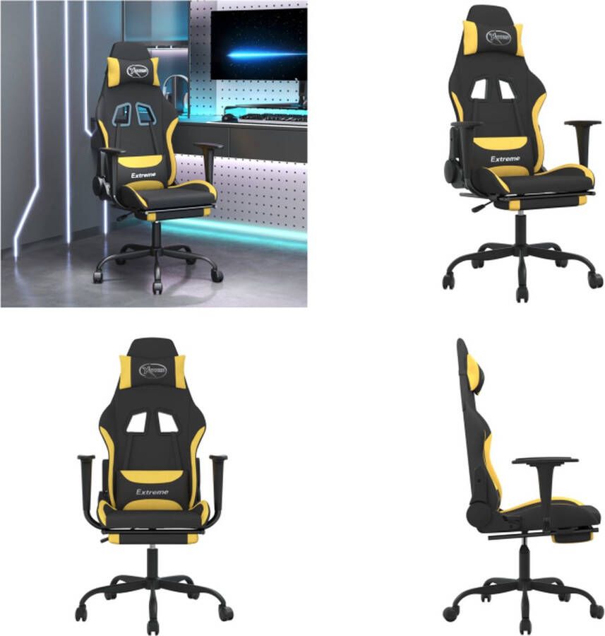 VidaXL Gamestoel met voetensteun stof zwart en geel Gamingstoel Gamingstoelen Televisiestoel Racingstoel - Foto 2
