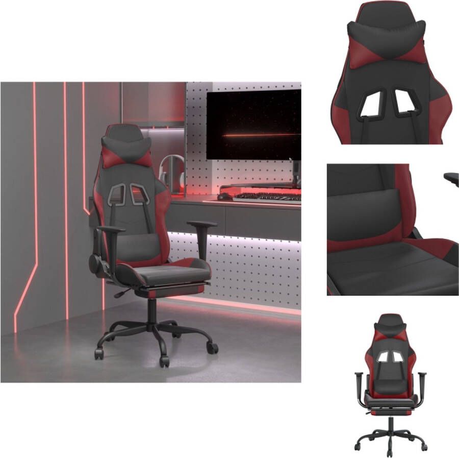 VidaXL Gamingstoel Gamingstoelen Televisiestoel Racingstoel Gamestoel met voetensteun kunstleer wit en wijnrood