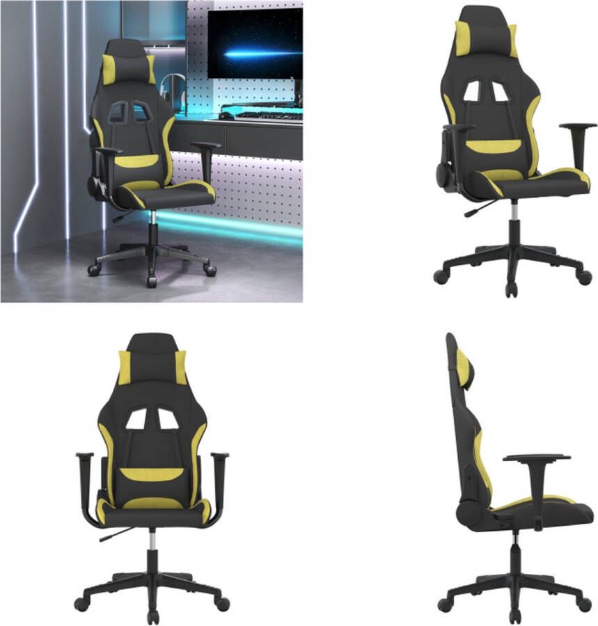 VidaXL Gamestoel stof zwart en lichtgroen Gamingstoel Gamingstoelen Televisiestoel Racingstoel