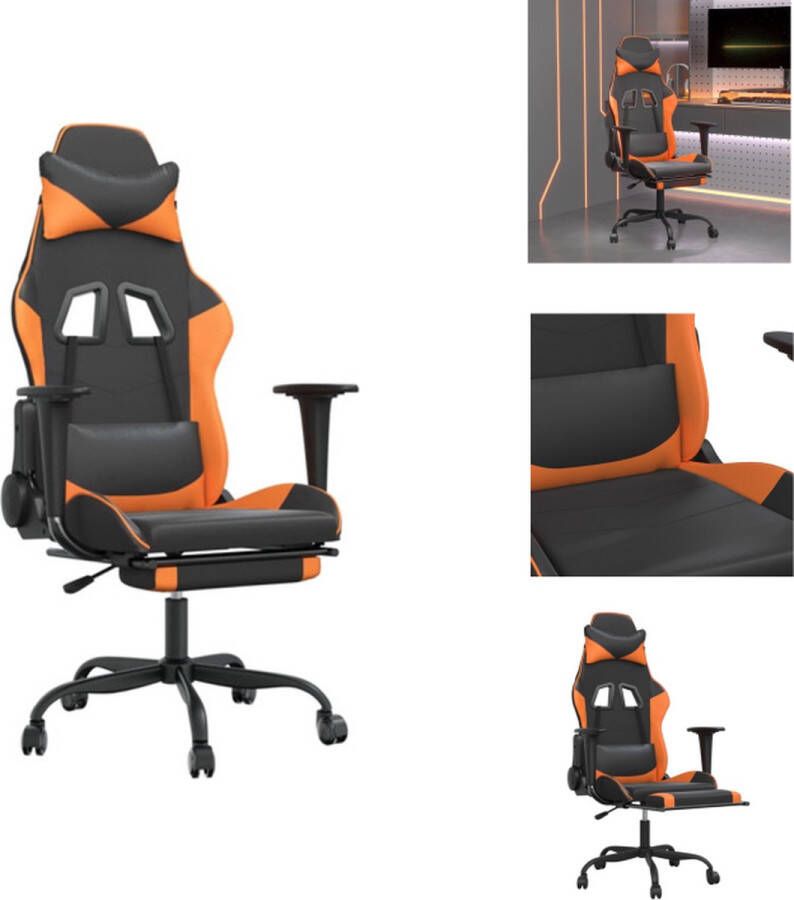VidaXL Gamingstoel Gamingstoelen Televisiestoel Racingstoel Gamestoel met voetensteun kunstleer zwart en oranje - Foto 4