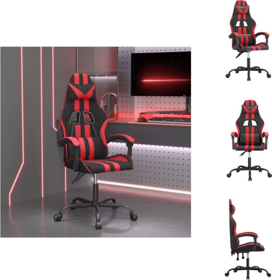 VidaXL Gamestoel Zwart en rood Kunstleer Verstelbaar Met extra kussens 360 graden draaibaar Bureaustoel