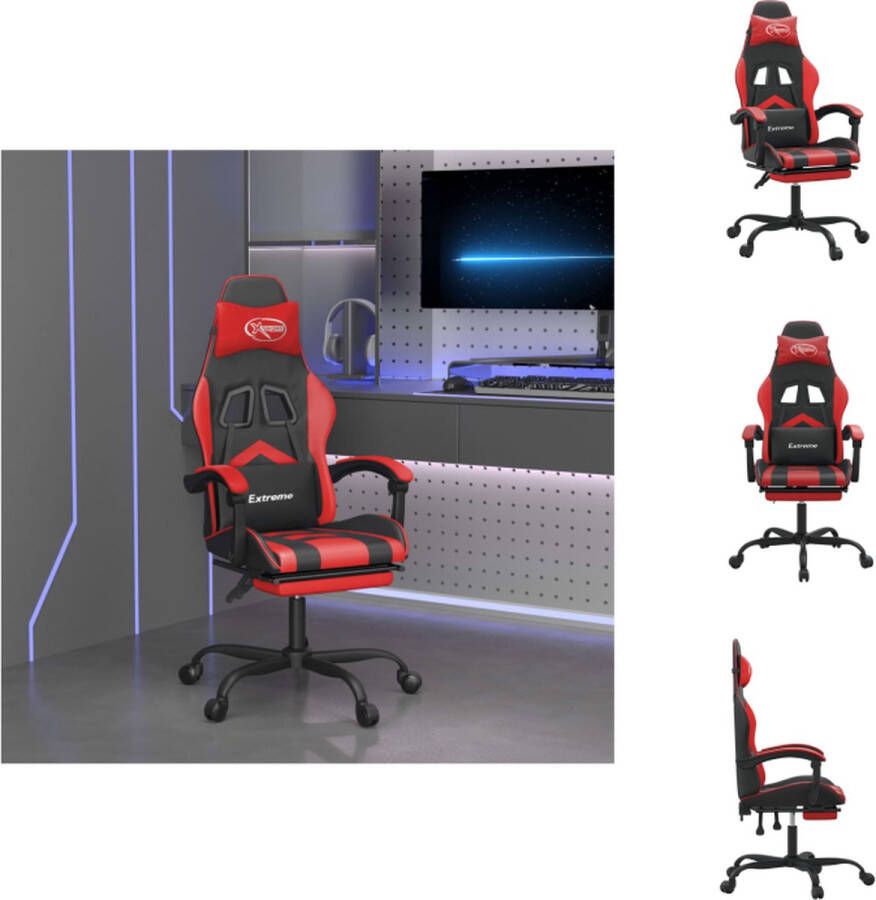 VidaXL Gamingstoel Gamingstoelen Televisiestoel Racingstoel Gamestoel met voetensteun kunstleer zwart en rood - Foto 3