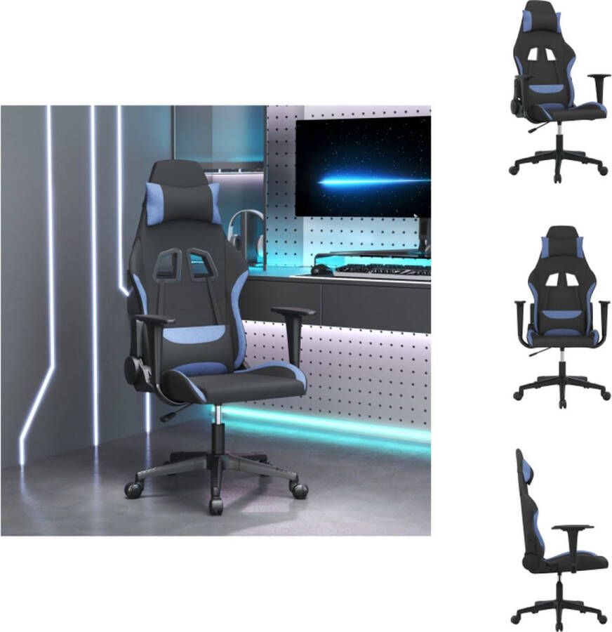 VidaXL Gamestoel Zwart Blauw Verstelbare rugleuning en voetensteun Bureaustoel