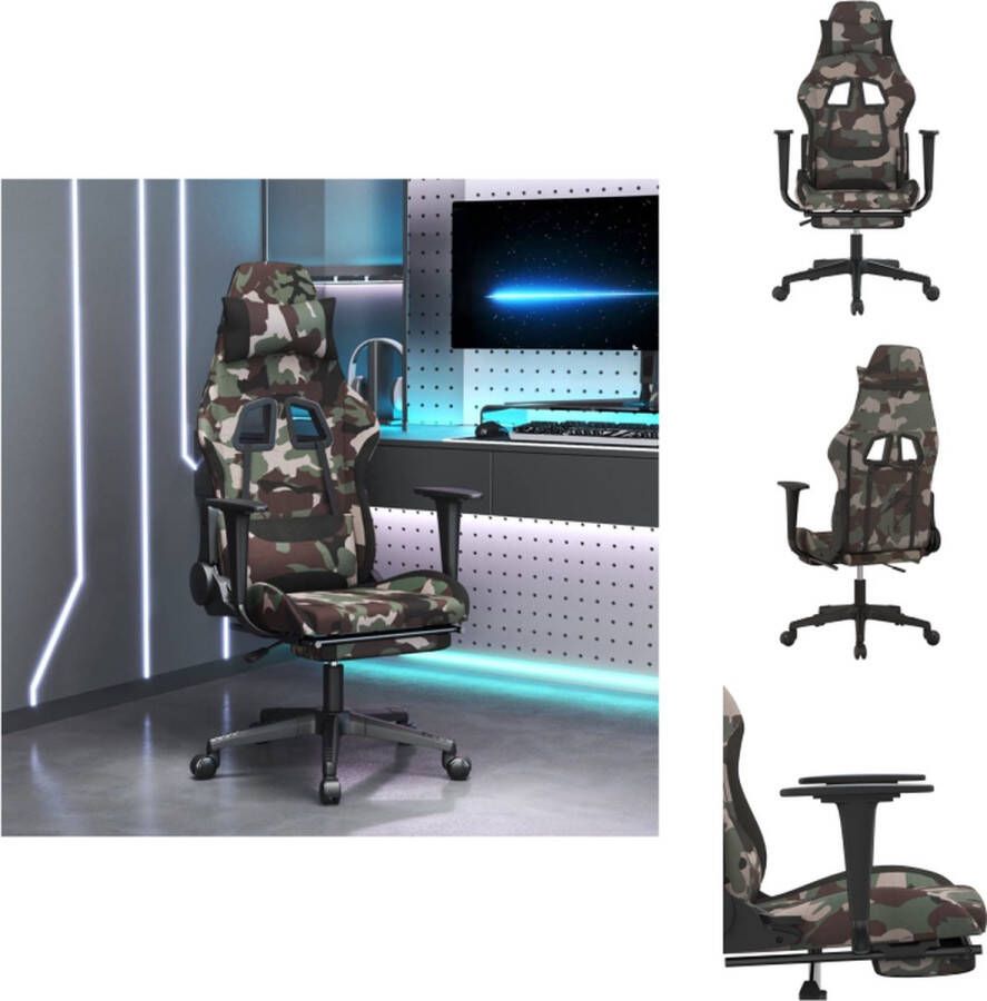 VidaXL Gamestoel Zwart Camouflage 64 x 60 x (117-127) cm Massagefunctie Bureaustoel