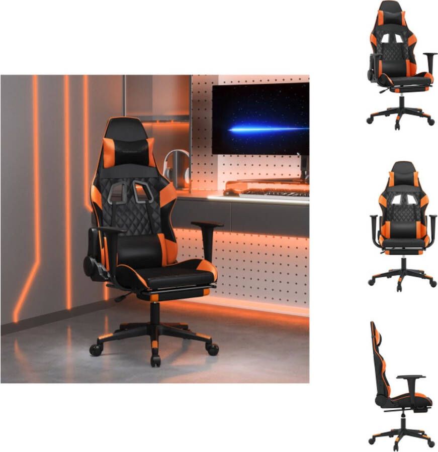 VidaXL Gamestoel Zwart Oranje Kunstleer Verstelbaar Stevig frame Bureaustoel