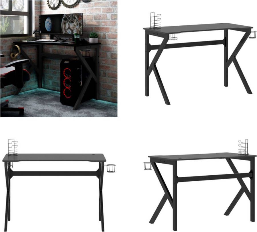 VidaXL Gamingbureau met K-vormige poten 110x60x75 cm zwart Gamingbureau Gamingbureaus Speeltafel Speeltafels