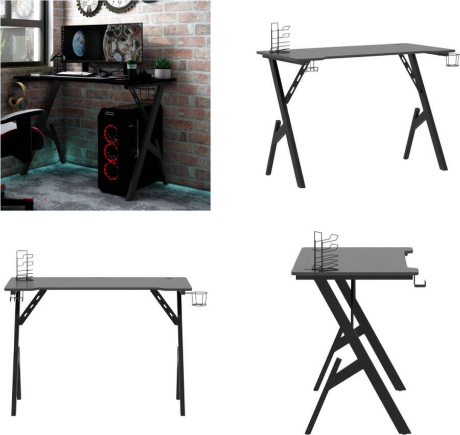 VidaXL Gamingbureau met Y-vormige poten 110x60x75 cm zwart Gamingbureau Gamingbureaus Speeltafel Speeltafels