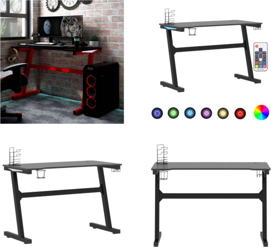VidaXL Gamingbureau met Z-vormige poten LED 110x60x75 cm zwart Led-gamingbureau Led-gamingbureaus Gamingbureau Gamingbureaus