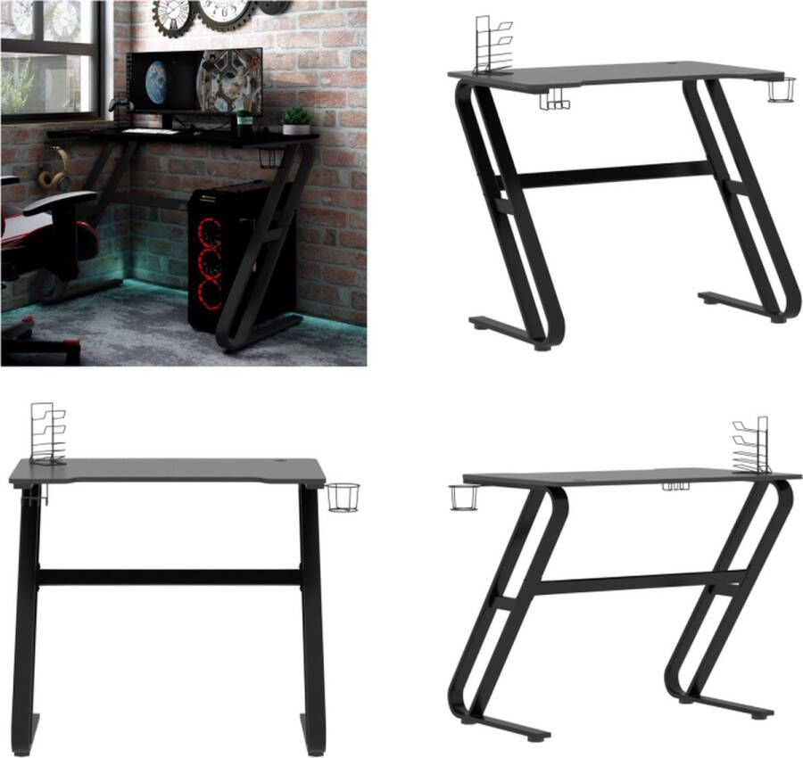 VidaXL Gamingbureau met ZZ-vormige poten 90x60x75 cm zwart Gamingbureau Gamingbureaus Speeltafel Speeltafels