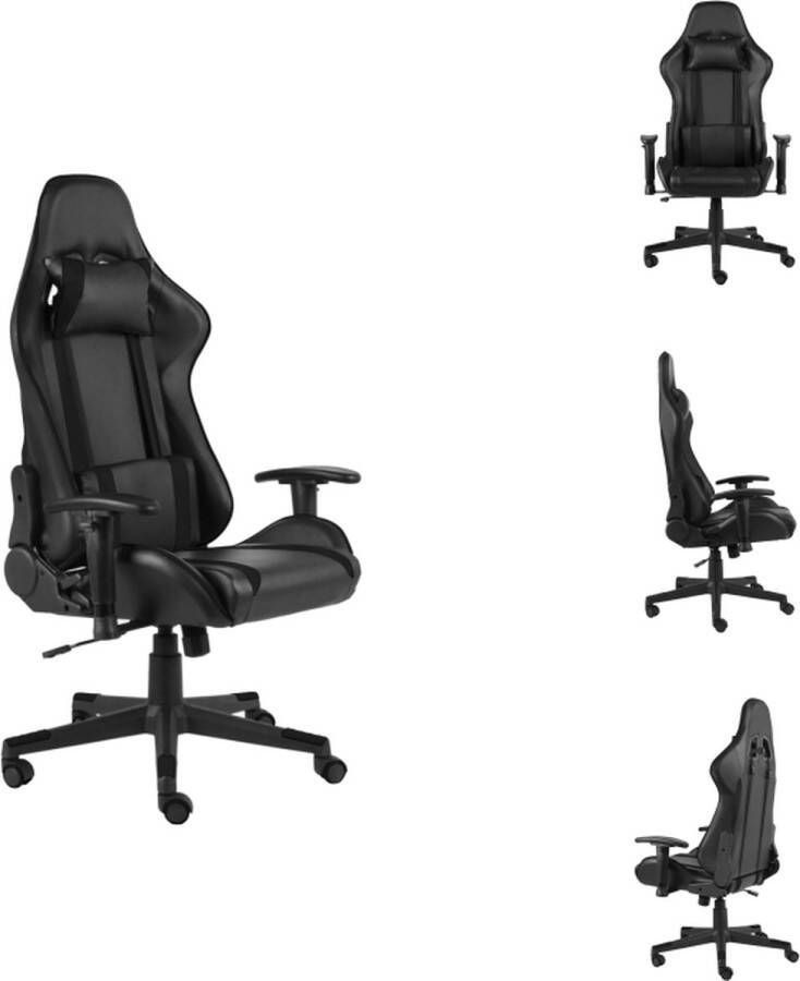 VidaXL Gamingstoel Hoge rugleuning Ergonomische zitting Verstelbaar Zwarte kleur Metaal PVC 68x69x(123-133)cm Bureaustoel