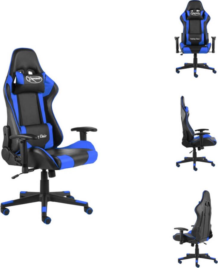 VidaXL Gamingstoel Gamingstoelen Racingstoel Racingstoelen Gamestoel draaibaar PVC blauw