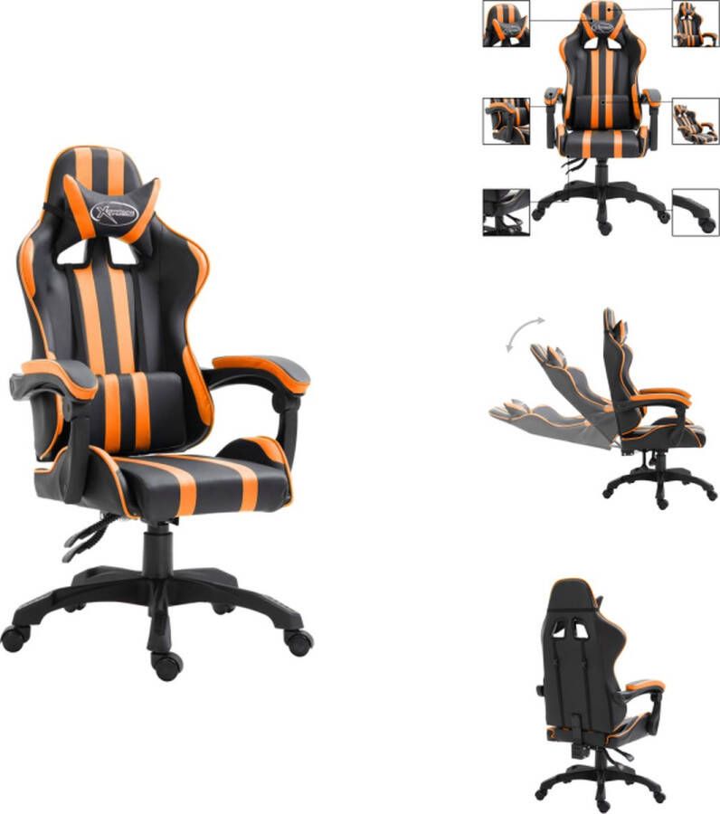 VidaXL Gamingstoel Racing Zwart Oranje 61.5 x 68 x (115-122) cm Ergonomisch ontwerp Bureaustoel