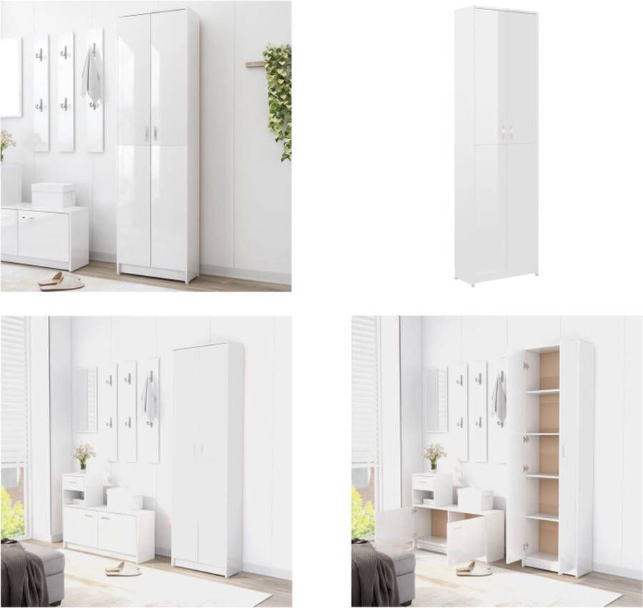 VidaXL Gangkast 55x25x189 cm spaanplaat hoogglans wit Halkast Halkasten Gangkast Gangkasten