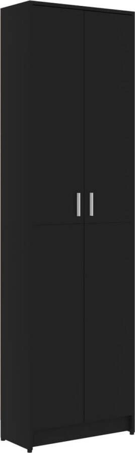 VidaXL Gangkast Zwart 55x25x189 cm 5 vakken Kledingkast Hallenkast Compact Kastje Zwarte Kast Houten Kast Bergruimte Opbergvak - Foto 2