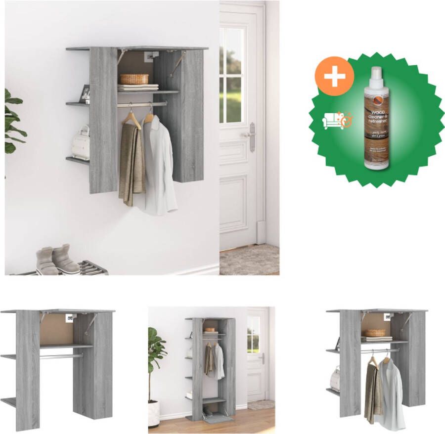 VidaXL Gangkast Classic Kledingkast 97.5 x 37 x 99 cm Grijs Sonoma Eiken Kast Inclusief Houtreiniger en verfrisser