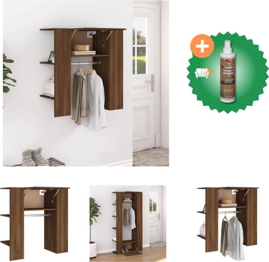 VidaXL Gangkast Halmeubel 97.5 x 37 x 99 cm Bruineiken Hoge kwaliteit en ruime opbergruimte Kast Inclusief Houtreiniger en verfrisser