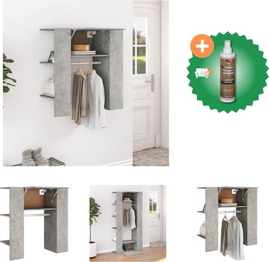 VidaXL Gangkast Moderne Halmeubel Betongrijs 97.5 x 37 x 99 cm Opbergruimte Kast Inclusief Houtreiniger en verfrisser
