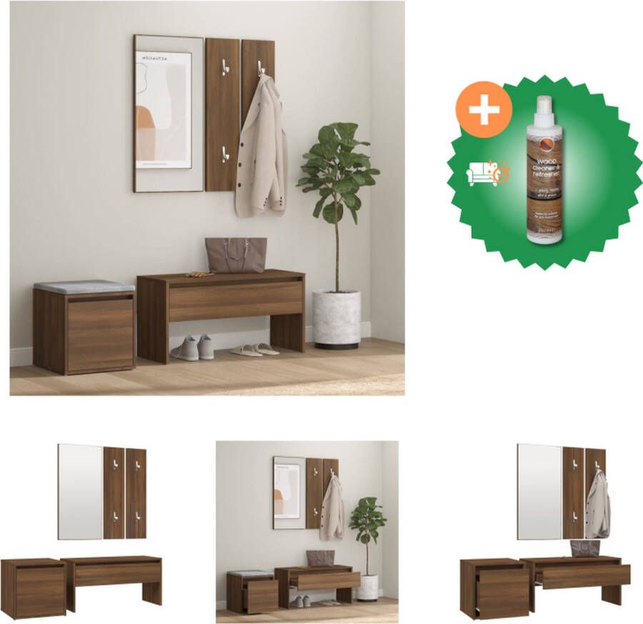VidaXL Gangkastenset Halmeubelen Afmetingen- 80 x 30.5 x 40 cm Kleur- bruineiken Kast Inclusief Houtreiniger en verfrisser