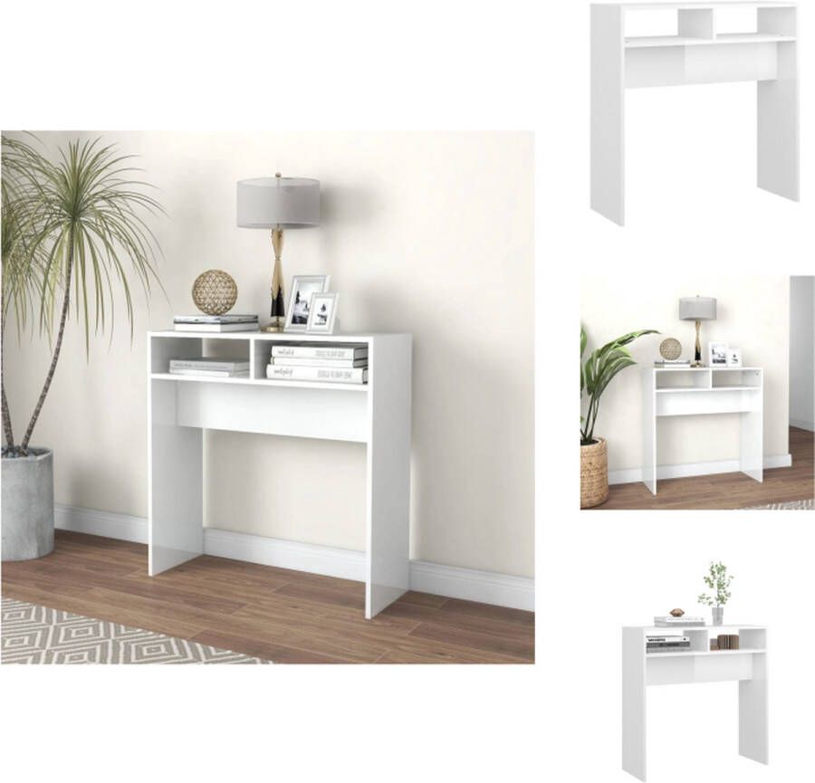 VidaXL Bijzettafel Bijzettafels Tafel Tafels Wandtafel 78x30x80 cm bewerkt hout hoogglans wit