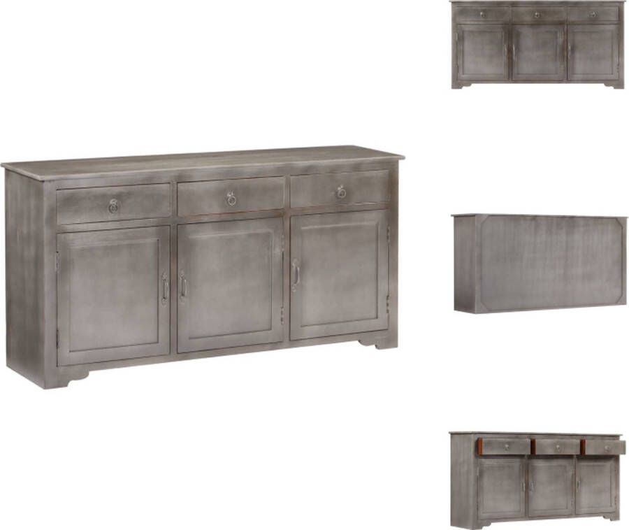 VidaXL Dressoir Dressoirs Bijzetkast Hifi-kast Dressoir 160x40x80 cm massief mangohout grijs - Foto 2