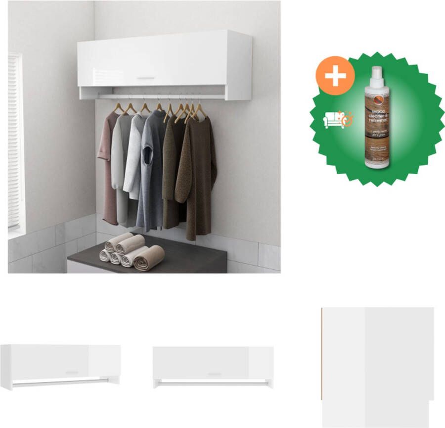 VidaXL Garderobe Basic Compact 100 x 32.5 x 35 cm Hoogglans wit Kast Inclusief Houtreiniger en verfrisser