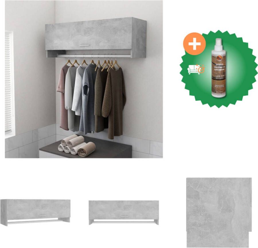VidaXL Garderobe Betongrijs 100x32.5x35cm Functionele opbergoplossing voor badkamer keuken of wasruimte Kast Inclusief Houtreiniger en verfrisser