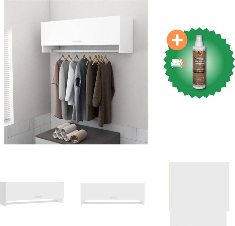 VidaXL Garderobe Kast 100x32.5x35cm Wit Hout Duurzaam en Functioneel Kast Inclusief Houtreiniger en verfrisser