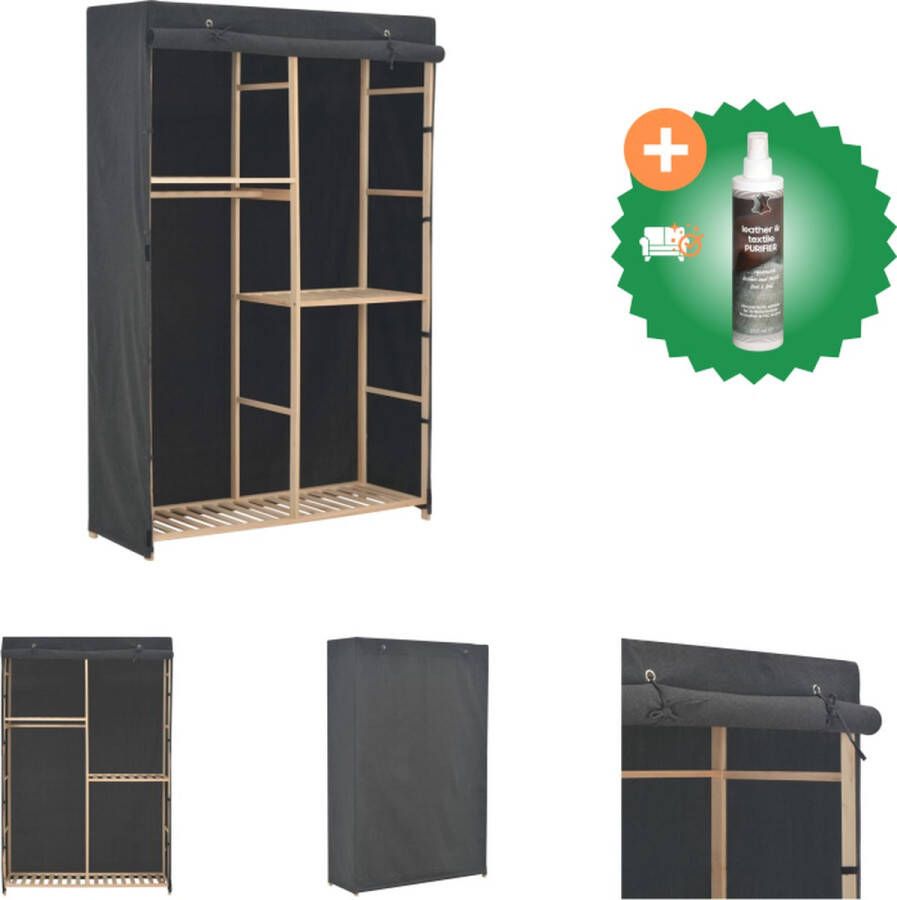 VidaXL Garderobekast 110 x 40 x 170 cm 3 lagen Grijs Kast Inclusief Reiniger
