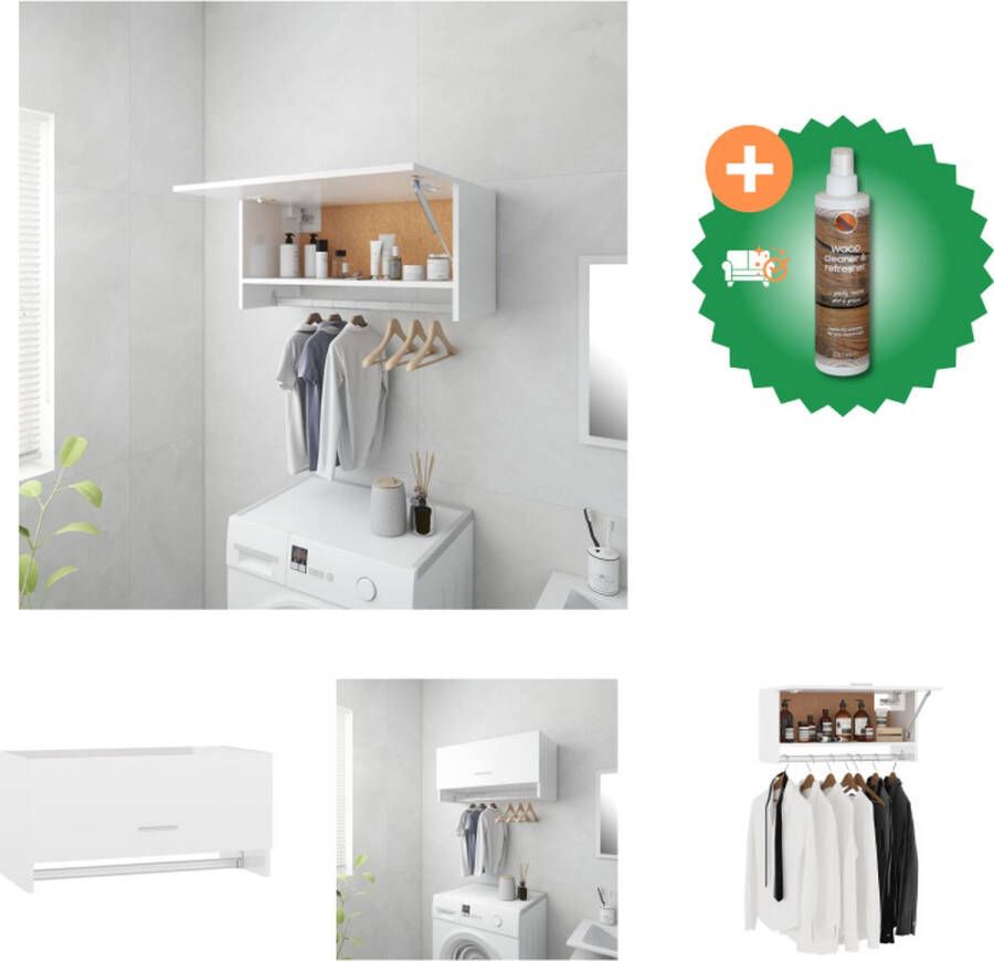 VidaXL Garderobekast Compact Hoogglans wit 70 x 32.5 x 35 cm Kast Inclusief Houtreiniger en verfrisser