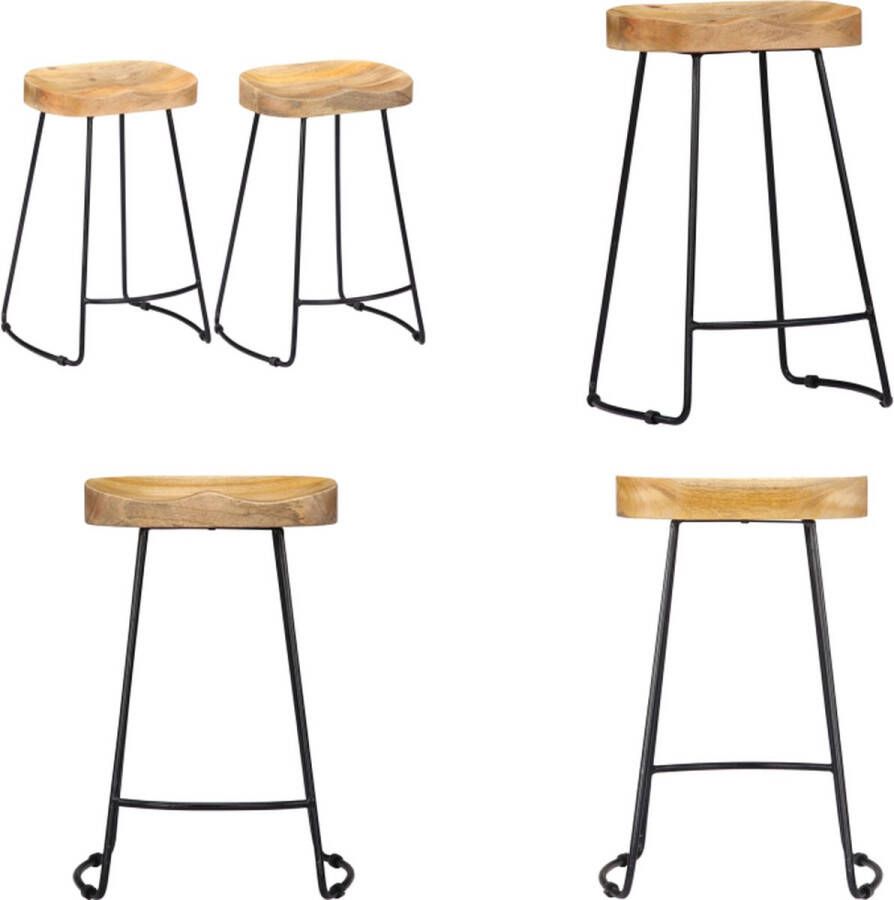 VidaXL Gavin barkrukken 2 st massief mangohout Barstoel Barstoelen Barkruk Barkrukken - Foto 2