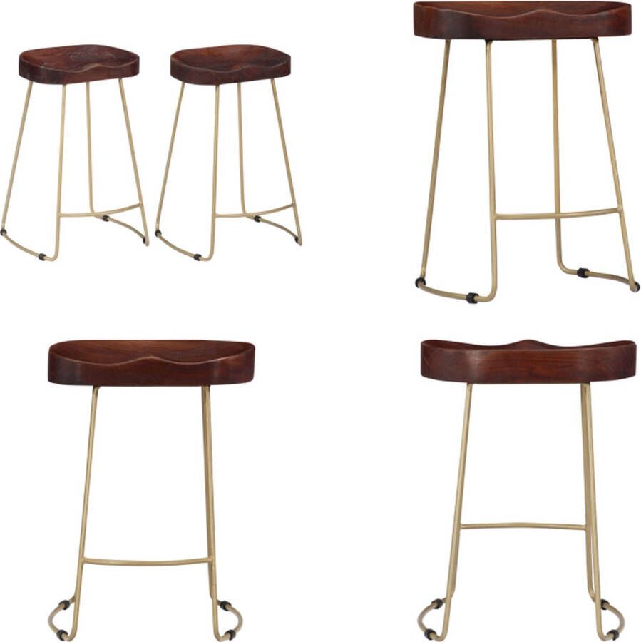 VidaXL Gavin barkrukken 2 st massief mangohout Barstoel Barstoelen Barkruk Barkrukken