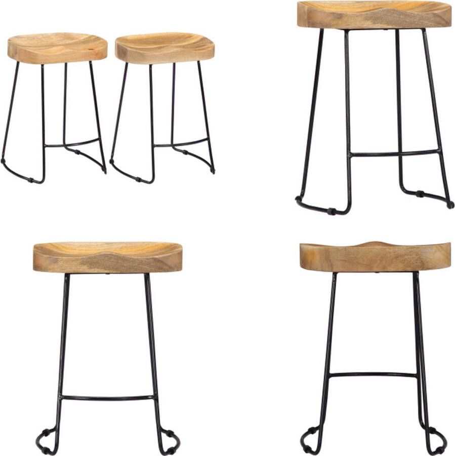 VidaXL Gavin barkrukken 2 st massief mangohout Barstoel Barstoelen Barkruk Barkrukken