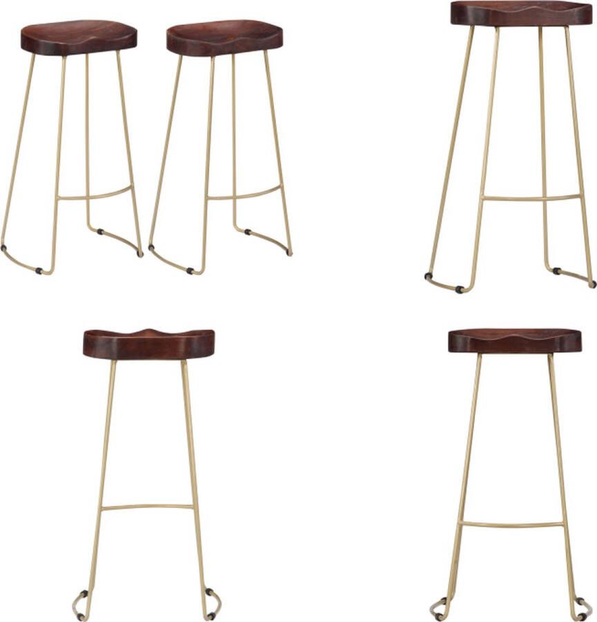 VidaXL Gavin barkrukken 2 st massief mangohout Barstoel Barstoelen Barkruk Barkrukken