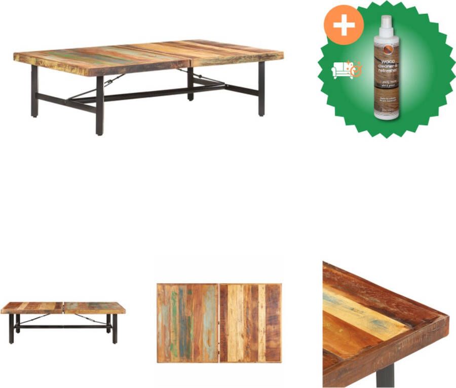 VidaXL Gerecycled Houten Salontafel 142x90x42 cm Multicolor IJzer Tafel Inclusief Houtreiniger en verfrisser