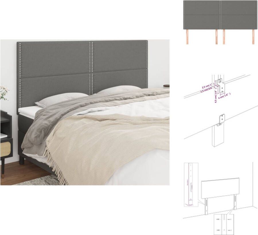 VidaXL Gestoffeerd hoofdbord klassiek hoofdbord Afmeting- 180 x 5 x 118 128 cm Kleur- donkergrijs Bedonderdeel - Foto 2