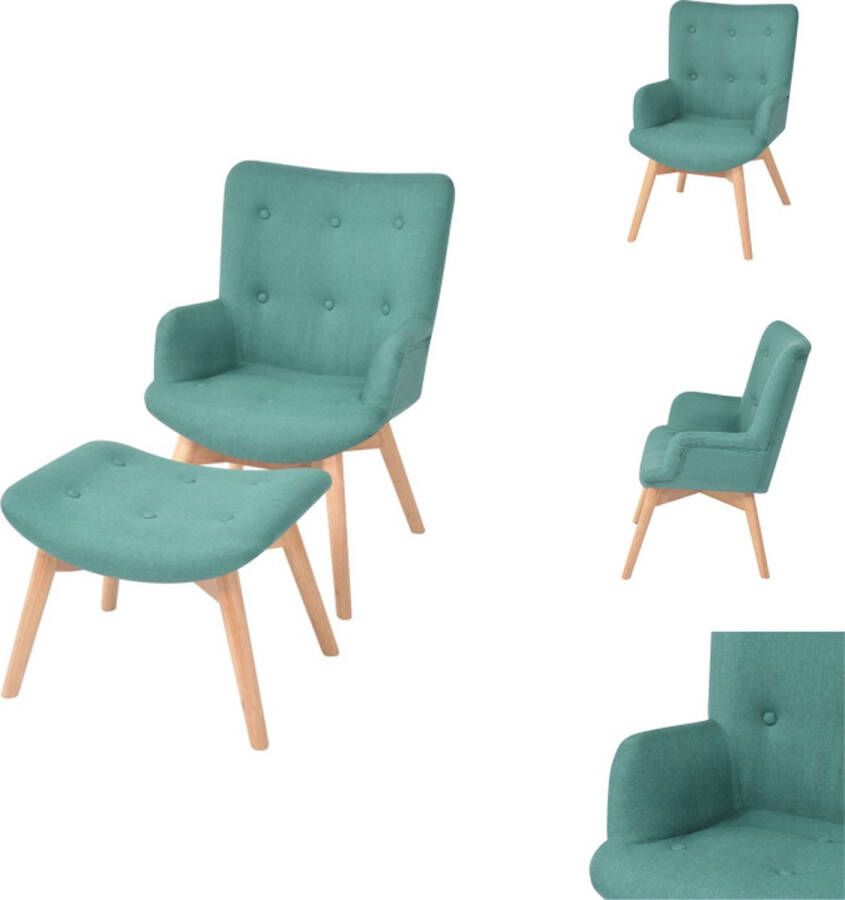 VidaXL Gestoffeerde Fauteuil Groen Beukenhouten poten 57 x 68 x 88 cm Duurzaam en comfortabel Fauteuil
