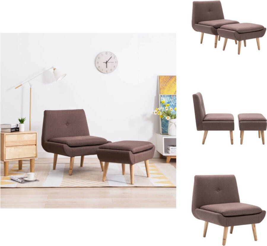VidaXL Gestoffeerde stoel 1 Stoel en voetensteun 73x66x77 cm Bruin Fauteuil