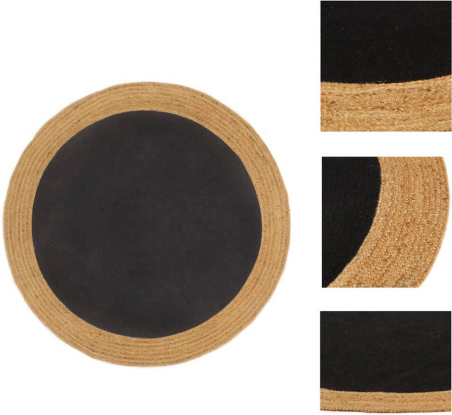 VidaXL Gevlochten Tapijt Katoen en Jute 90 cm Diameter Tweekleurig Design Vloerkleed