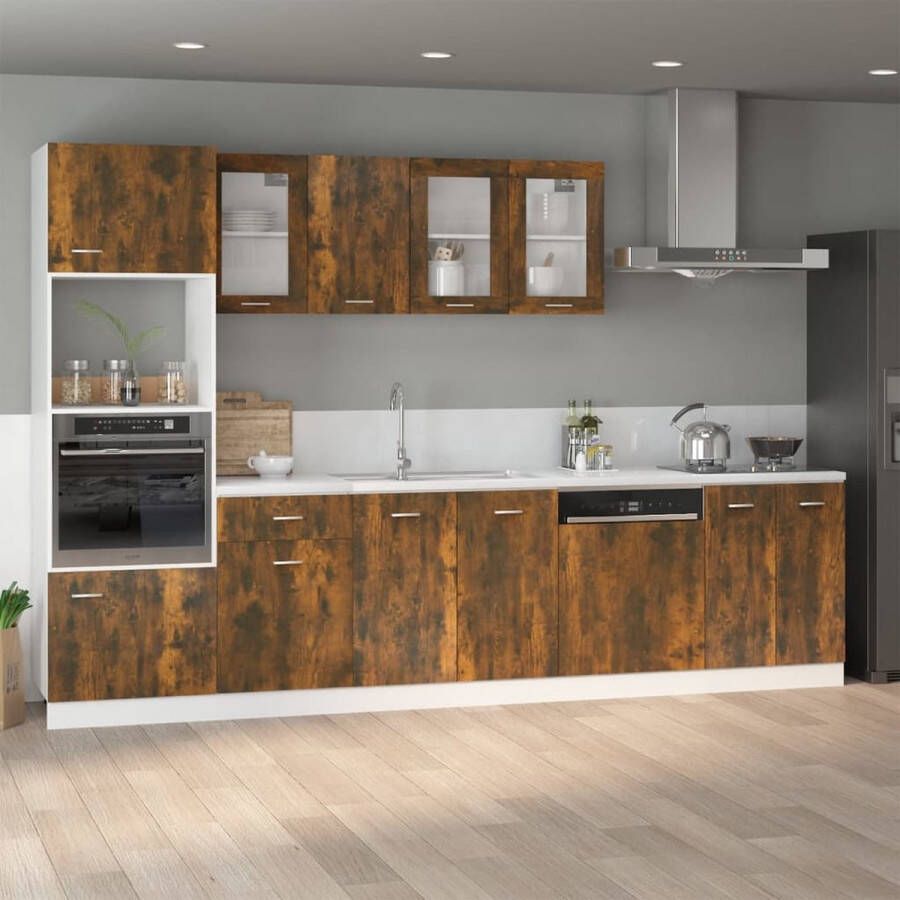 VidaXL -Gootsteenkast-80x46x81 5-cm-bewerkt-hout-gerookt-eikenkleur