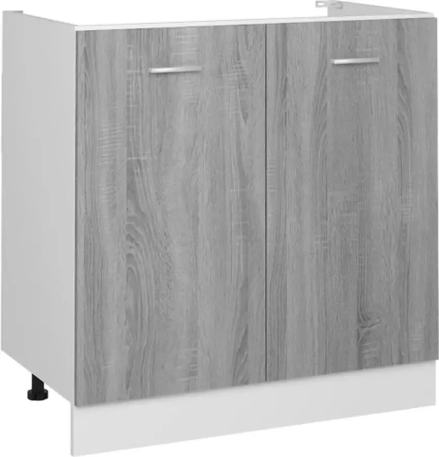 VidaXL Gootsteenkast Lyon 80x46x81 5cm bewerkt hout grijs sonoma eiken - Foto 4