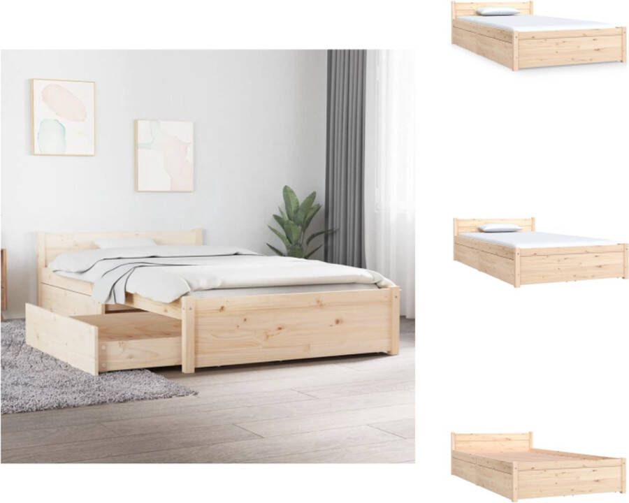 VidaXL Grenen Bedframe Afmeting- 205.5 x 105.5 x 51 cm Eigenschap- Opbergfunctie Geschikt voor matras- 100 x 200 cm Bed