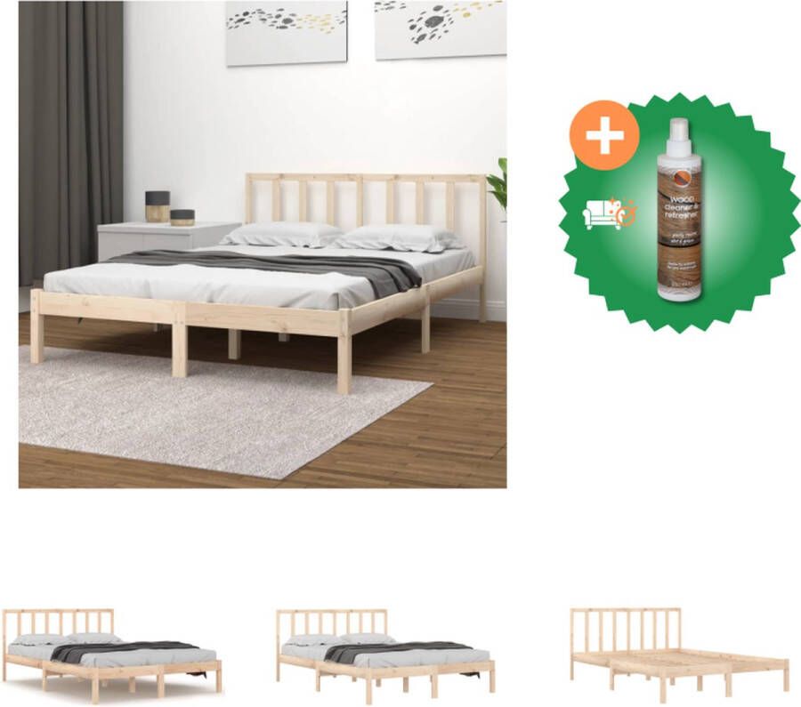 VidaXL Grenen Houten Bedframe 195.5 x 126 x 100 cm Inclusief Hoofdeind Geschikt voor 120 x 190 cm Matras Bed Inclusief Houtreiniger en verfrisser