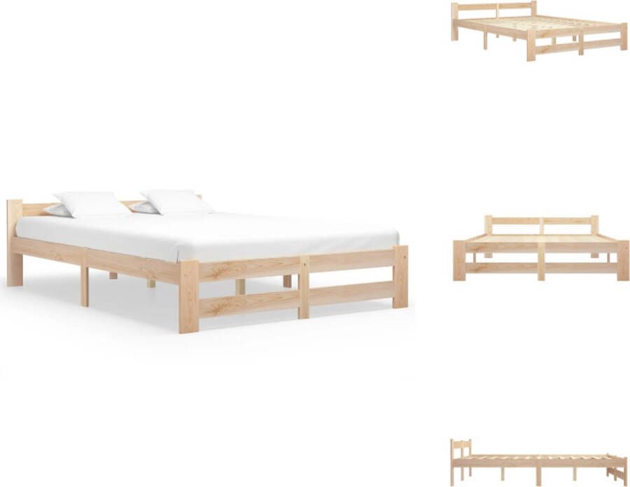 vidaXL Grenenhouten Bedframe Klassiek Bed 204x147x55 cm Geschikt voor 140x200 cm matras Bed