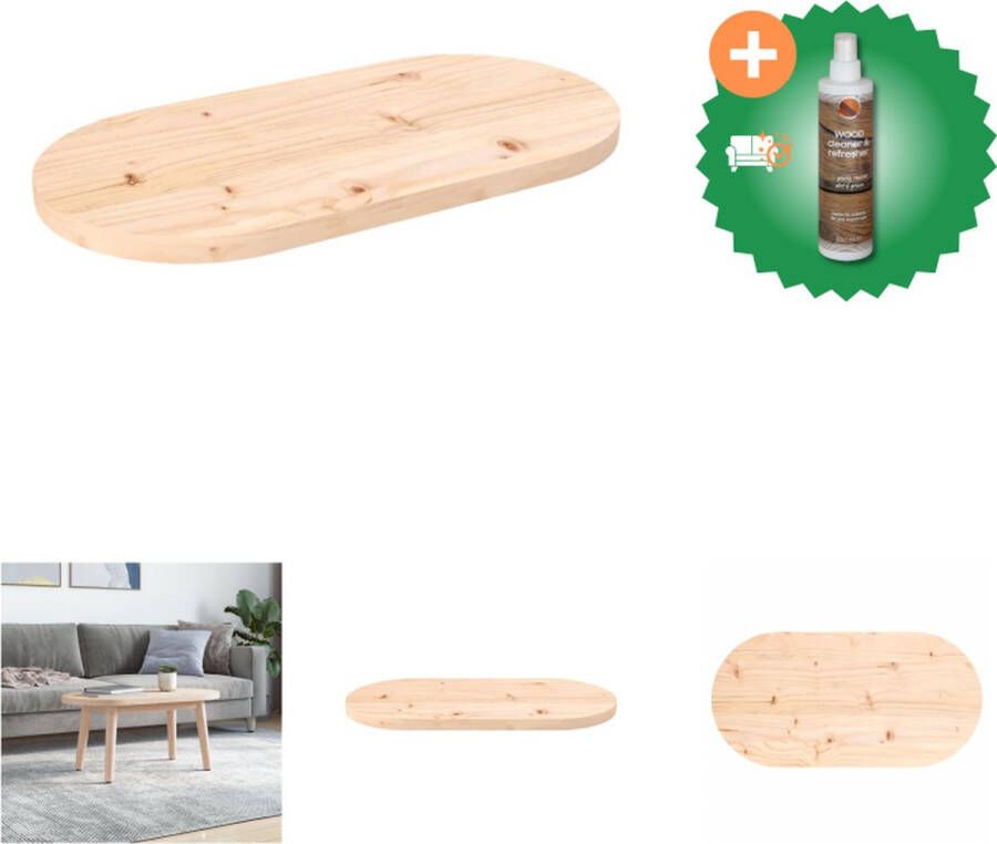VidaXL Grenenhouten Tafelblad 80 x 40 x 2.5 cm Onbehandeld Tafelonderdeel Inclusief Houtreiniger en verfrisser