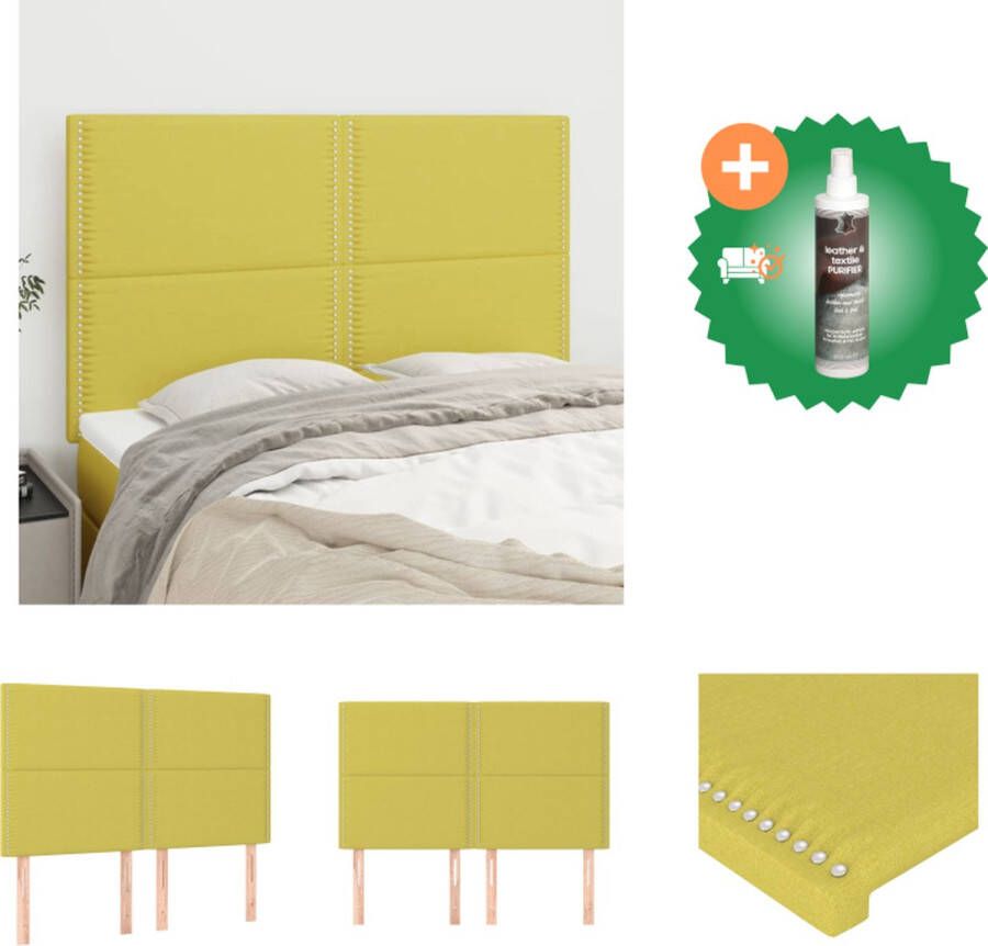 VidaXL Groen Gestoffeerd Hoofdbord 144 x 5 x 118 128 cm Verstelbaar Bedonderdeel Inclusief Reiniger
